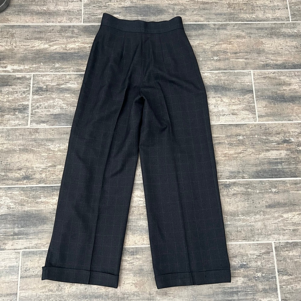 Y2K‎ XOXO Gray Plaid High Rise Wide Leg Trousers Waist 27 Baggy Pleated - Picture 6 of 12